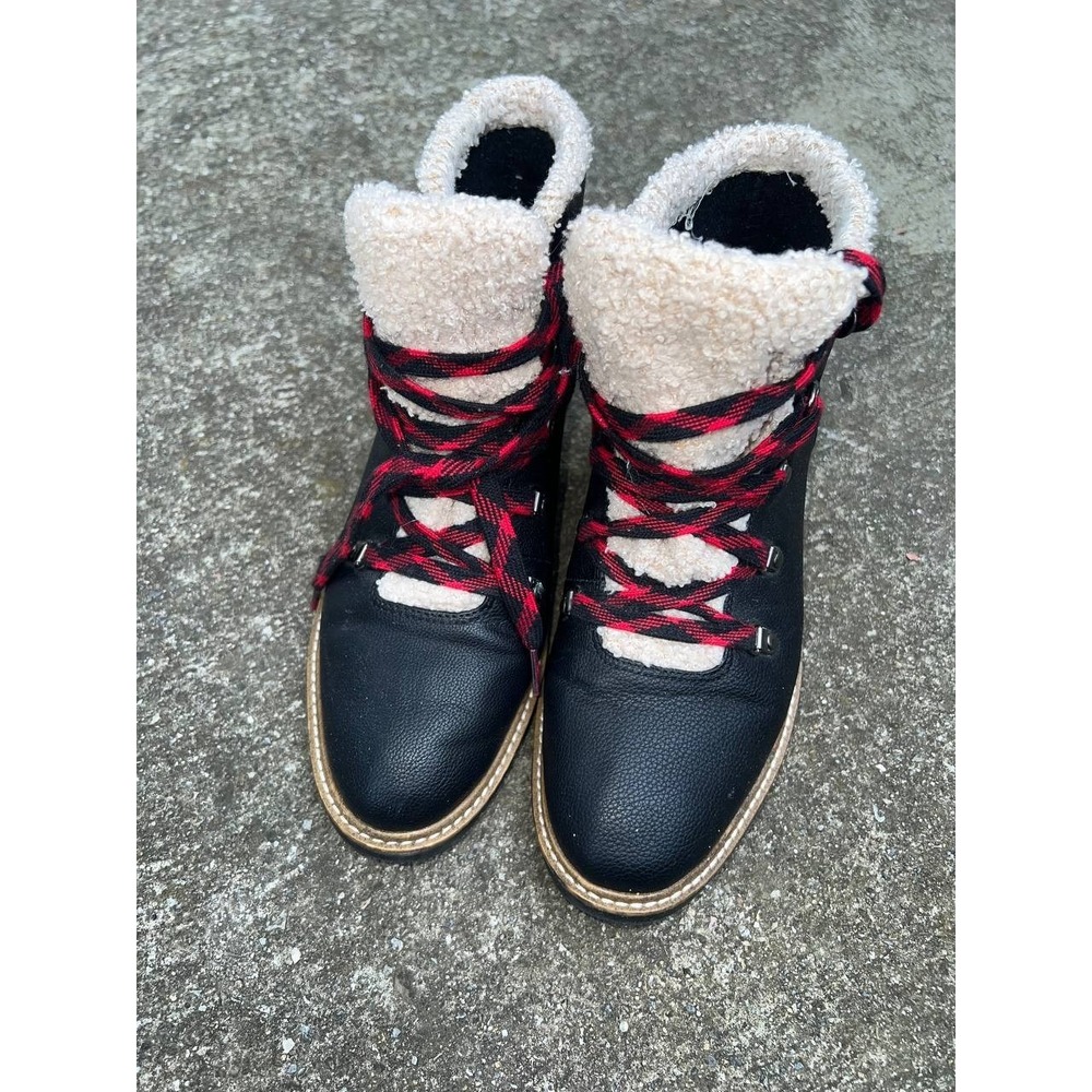 Dr. Scholl's So Cozy Ankle Boots 7 M Black Vegan Leather Faux Fur Trim S000188